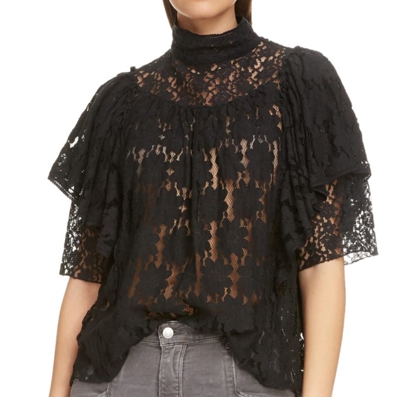 Isabel Marant étoile black lace top perfect French design size 38 (US size 6-8) - Picture 5 of 12